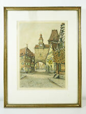 Fritz Hartmann (1878-1962) Rothenburg Röderbogen Org. Farbradierung 1903