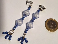 Ohrclips silberfarben  hellblaue Zierelemente ca 6 Cm
