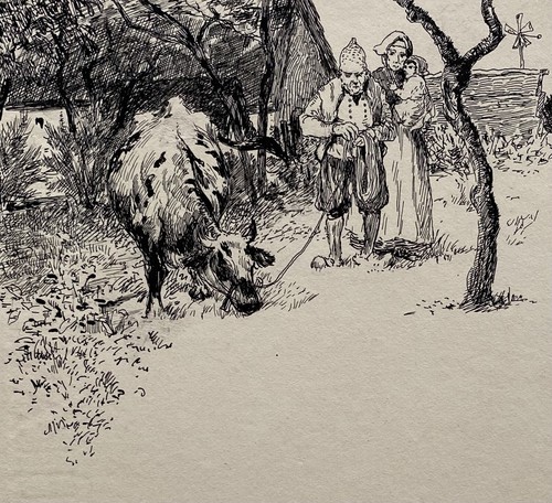 Federzeichnung bauernfamilie - federzeichnung,