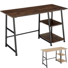 Schreibtisch Computertisch Bürotisch mit Regal 2 Ablagen Holz Metall Industrie