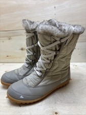 QUECHUA DAMEN WINTERSTIEFEL WARMFUTTER HALBSCHAFTSTIEFEL GR:39 UK:5.5 BEIGE/GRAU