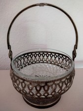 Metallschale Glaseinsatz Zuckerschale Vintage Servierschälchen Löffelhalter