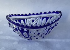 Bleikristall Schale oval Blau
