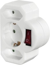 Hama Steckdosen Adapter 223217 2x Flachstecker 1x Rundstecker + Schalter B Ware