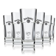 6x Jack Daniels Whiskey Glas Longdrink Gläser Cocktail Jacky Stapelbar Highball