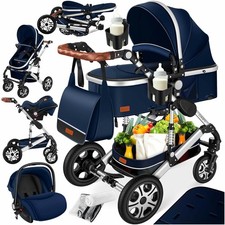 KESSER® Loops 4 in 1 Kinderwagen Kombikinderwagen Komplett-Set, Blau/Silber