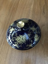 AK Kaiser Porzellan Bonboniere- Gebäckdose Schale Echt Scharffeuer Kobalt Gold