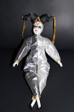 Harlekin Puppe aus Porzellan, Venedig, Narr, Porzellanpuppe