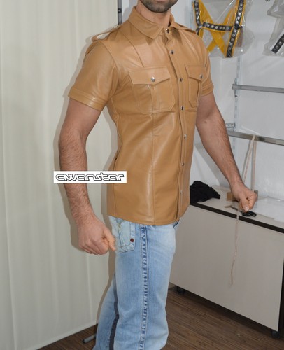Slim fit lederhemd - slim,