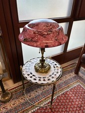 Wunderschöne antike Messingleuchte mit originalem Glasschirm