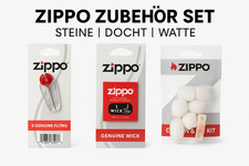 Zippo Zubehör Set – 6x Feuersteine, Docht & Watte Filz | Original Zippo Qualität