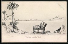 Künstler-AK Waschzuber mit