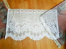 Gardine Blumen Cafe Vorhang weiß leicht halbtransparent Neu