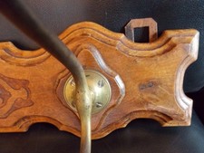 Wand Haken Leiste Kleider Garderoben Holz Messing ANTIK HBT 17x63x14 cm