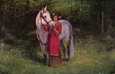 Dame mit Pferd "Ihr Liebling", sign. Mailick, um 1910/20