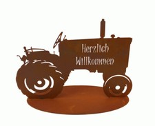 Dekofigur Traktor "Willkommen"