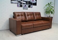 Braunes Echtleder 3 er Sofa
