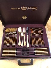 Besteckset SBS Solingen 70 T 12 Personen  Hart Vergoldet 23/24 Karat Koffer