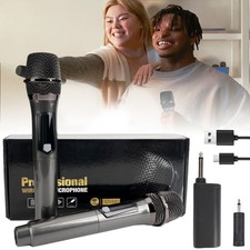 Professionelles Dual UHF Mikrofon System Drahtlos 2,4G für Karaoke mit Empfänger