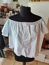 Carmen Sommer Bluse blau Weiss