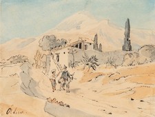 Gasthaus am Ätna auf Sizilien,  1890, Aquarell Realismus Unbekannt (19.Jhd)