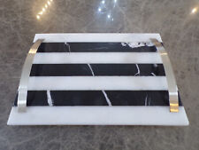 Großes Tablett Servierplatte mit Henkeln Marmor Zebra 37 cm MANUFAKTURWARE neu