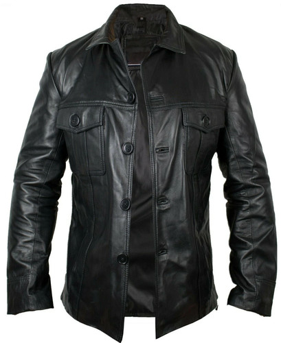 Herren lederjacke tailliert - 02,