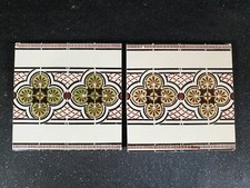 2 antike Fliesen Villeroy & Boch Mettlach um 1910 - Bordüren