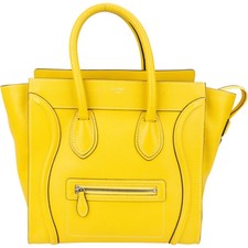 Celine Yellow Leather Luggage Handbag Tasche
