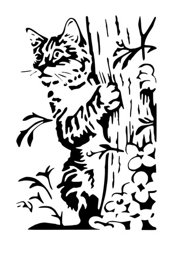 Schablone katze baum - katze, "