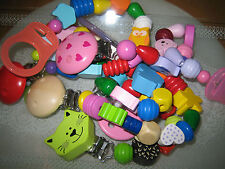 HOLZPERLEN BASTELSET SCHNULLERKETTEN ZUM SELBST BASTELN MIT CLIP UND SILIKONRING