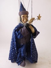 Zauberer Marionette Hexenmeister Puppe 86 cm Holz Stoff