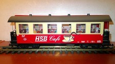 LGB  beleuchteter rot/beiger  vierachser HSB Cafe Wagen LGB Nr. 32730