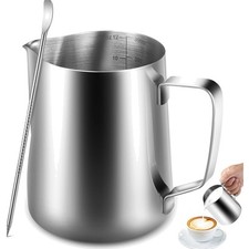 Milchkännchen, Milk Pitcher 350ml / 12 FL.oz. Milchkanne aus Edelstahl, Milch...