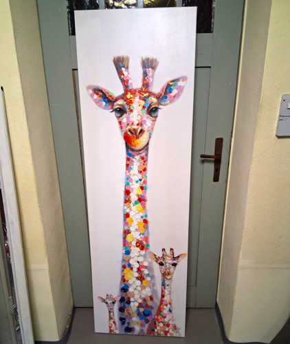 Wandbild giraffe mehrfarbig - giraffe,,