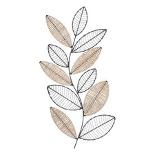 Wanddeko Blatt Metall Rattan
