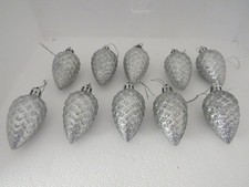Christbaumschmuck - 10 alte Zapfen - silber / beschneit - Weihnachtsbaum 7cm !