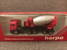 Herpa H0 1:87 in OVP; 141574 MAN F90 Betonmischer-Sattelzug ( rot, silber )