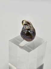 XL Barock Perle Schwarz Anhänger 585 14 Kt Gold Vintage 