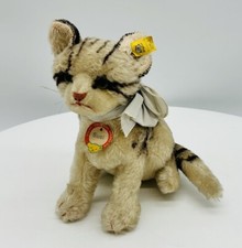 Steiff 3322,2 Katze Susi 22 cm 1949 - 1958 Mohair weiß-grau sitzend Brustschild