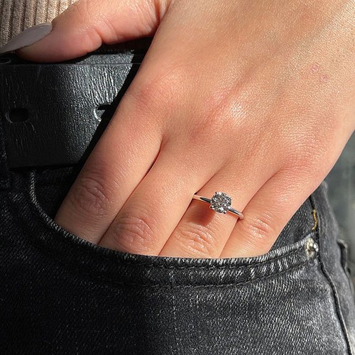 Echt feiner diamant ring - diamant, 950