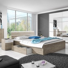 Doppelbett Nachksonsolen "Betta" 180x200cm eiche san remo weiß