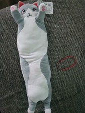 Katze Plüschtier , Stofftier Grau Neu