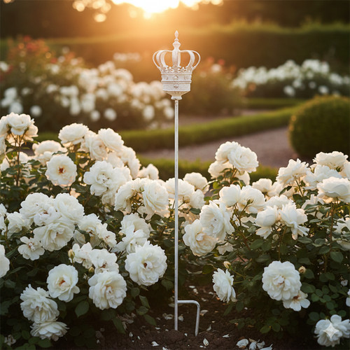 Gartenstecker krone weiß - gartenstecker,