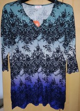 SanSetto (HSE24) Tunika smaragd Gr. 50 mit Spitzendruck 95%Viskose/5%Elasthan