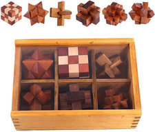 6 Stück Knobelspiele Holz