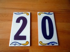 2 Hausnummern Kacheln 20 – Keramik Fliesen - Haus Nummer 2 0