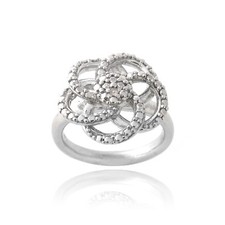 925 Silber Diamant Akzent Blume Ring
