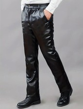 Winter Herren Lederhose warm Fleece Gefüttert Gr. 56-60 VEGAN PU LEATHER PANTS 