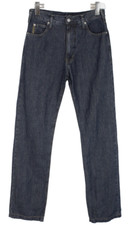 Armani Jeans Indigo Herrenjeans W29 Leinen Mischung Straight Fit Zip Fade Effekt